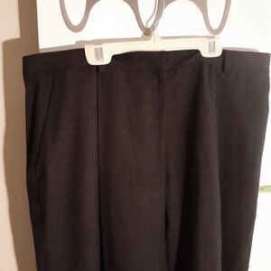 Kate Hill pants 18 18w wool dress wide leg charcoal gray almost black trousers